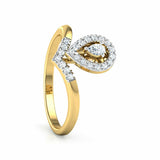 1ct Engagement Ring Pear Cut Diamond Curved Halo Design 14k Yellow Gold Finish