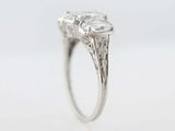 3ct Oval Diamond Engagement Ring Vintage Trilogy Solitaire 14k White Gold Finish