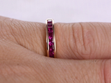 1.7ct Princess Cut Pink Ruby Wedding Band Half Eternity 14k Rose Gold Finish