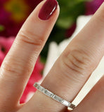 3ct Baguette Cut Diamond Minimal Eternity Wedding Ring Band 14k White Gold Over