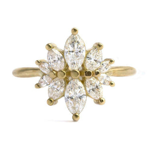 2.2ct Marquise Cut Diamond Engagement Ring 14k Yellow Gold Finish Cluster Flower