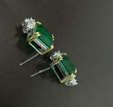 2.6ct Stud Earrings Princess Cut Green Emerald Cocktail 14k White Gold Finish