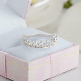 Elegant Princess Crown Tiara Engagement Ring 14k White Gold Finish