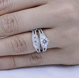 6Ct Round Diamond Bridal Set Split Shank Vintage Ring Band 14K White Gold Finish