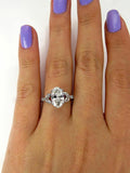 3.5Ct Oval Cut Diamond Leaf Accent Design Engagement Ring 14K White Gold Finish