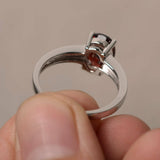 1.5ct Oval Cut Red Garnet Engagement Ring 14k White Gold Finish Diamond Accent