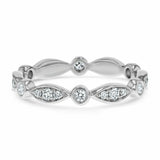 1.5ct Wedding Band Round Cut Diamond Stackable Full Eternity 14k White Gold Over