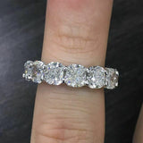 5Ct Cushion Cut Diamond Women Wedding Band 14K White Gold Finish Full Eternity