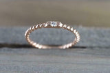 0.1ct Round Cut Diamond Wedding Band 14k Rose Gold Finish Twist Dainty Braided