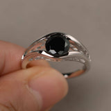 Split Shank Engagement Ring 1ct Round Cut Black Diamond 14k White Gold Finish