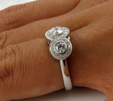 4Ct Round Cut Diamond Halo Trilogy Vintage Engagement Ring 14K White Gold Finish