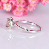 1.5ct Round Cut Peach Morganite Halo Wedding Engagement Ring 14k White Gold Over