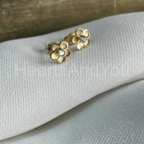 0.3ct Round Cut Moissanite Five Petal Flower Stud Earrings 14K YellowGold Plated