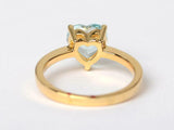 1ct Engagement Ring Heart Cut Blue Aquamarine Solitaire 14k Yellow Gold Finish