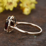 1.5ct Cushion Cut Red Garnet Dimaond Halo Solitaire Ring 14k Yellow Gold Finish