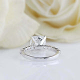 2ct Cushion Diamond Engagement Ring Round Accents Solitaire 14k White Gold Over