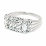 3ct Marquise Cut Diamond Art Deco Edwardian Engagement Ring 14k White Gold Over