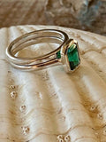 2ct Engagement Ring Green Emerald Cut Solitaire Bridal Set 14k White Gold Finish