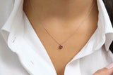 0.7ct Marquise Cut Pink Ruby Solitaire Cluster Pendant Chain 14k YellowGold Over