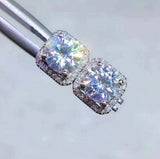 2.3ct Round Cut Diamond Halo Trendy Design Stud Earrings 14k White Gold Finish