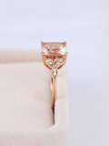 1.7ct Princess Peach Morganite Diamond Floral Engagement Ring 14k Rose Gold Over