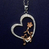 2Ct Round Cut Diamond Man With Flower Inside Heart Pendant 14K White Gold Finish