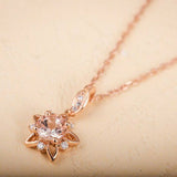 1.2ct Round Cut Diamond Pendant with Chain Fancy Star Design 14k RoseGold Finish