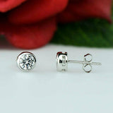 1ct Round Cut VVS1 D Diamond Classic Stud Earring Women 14k White Gold Finish