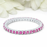 2ct Round Pink Sapphire Wedding Band Full Eternity Stackable 14k White Gold Over