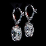 5Ct Cushion Cut Diamond Halo Solitaire Elegant Drop Earrings 14K White Gold Over