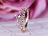 1ct Round Cut Diamond Engagement Ring Princess Crown Style 14k Rose Gold Finish