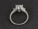 1.4ct Engagement Ring Heart Cut Diamond Three Stone Design 14k White Gold Finish