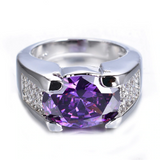 2ct Oval Cut Purple Amethyst Antique Engagement Ring 14k White Gold Finish Women