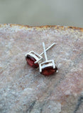 1ct Stud Earrings Oval Cut Red Garnet Solitaire Design 14k White Gold Finish