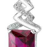 1.5Ct Radiant Cut Pink Ruby Stylish Pendant 14K White Gold Finish NO CHAIN