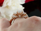 3ct Round Cut VVS1 Diamond Trilogy Antique Engagement Ring 14k Rose Gold Finish