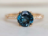 1.5ct Round Cut London Blue Topaz Solitaire with Accent Ring 14k YellowGold Over