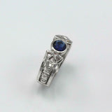 0.5ct Round Blue Sapphire Engagement Ring Celtic Trinity Knot 14k WhiteGold Over