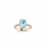 1.2ct Oval Cut Blue Aquamarine Engagement Ring Hidden Halo 14k Rose Gold Finish