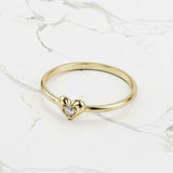 Dainty Minimalist Engagement Ring 0.09ct Round Cut Diamond 10k YellowGold Finish