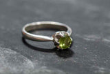 0.6ct Engagement Ring Round Cut Green Peridot Solitaire 14k White Gold Finish