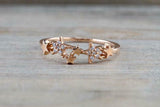 1ct Round Cut Diamond Engagement Ring Multi Star Design 14k Rose Gold Finish