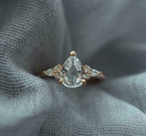 1.85ct Pear Cut Diamond Solitaire Ring 14k Rose Gold Finish with Round Accents