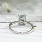 4Ct Emerald Cut Aquamarine Diamond Accents Solitaire Ring 14K White Gold Finish