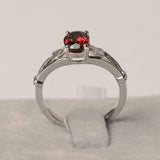 1ct Oval Garnet Engagement Ring Open Heart Shank Solitaire 14k White Gold Finish