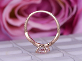 1.4ct Cushion Morganite Engagement Ring Twist Accent Solitaire 14k RoseGold Over