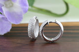 3 Row Micro Pave Set Hoop Earrings 2ct Round Cut Diamond 14k White Gold Finish