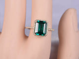 1.2ct Emerald Cut Green Emerald Solitaire Engagement Ring 14k Rose Gold Finish