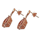 4Ct Pear Cut Peach Morganite Halo Filigree Tear Drop Earrings 14K Rose Gold Over