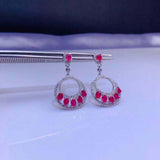 2.7ct Drop Dangle Earrings Oval Cut Pink Ruby Chandelier 14k White Gold Finish